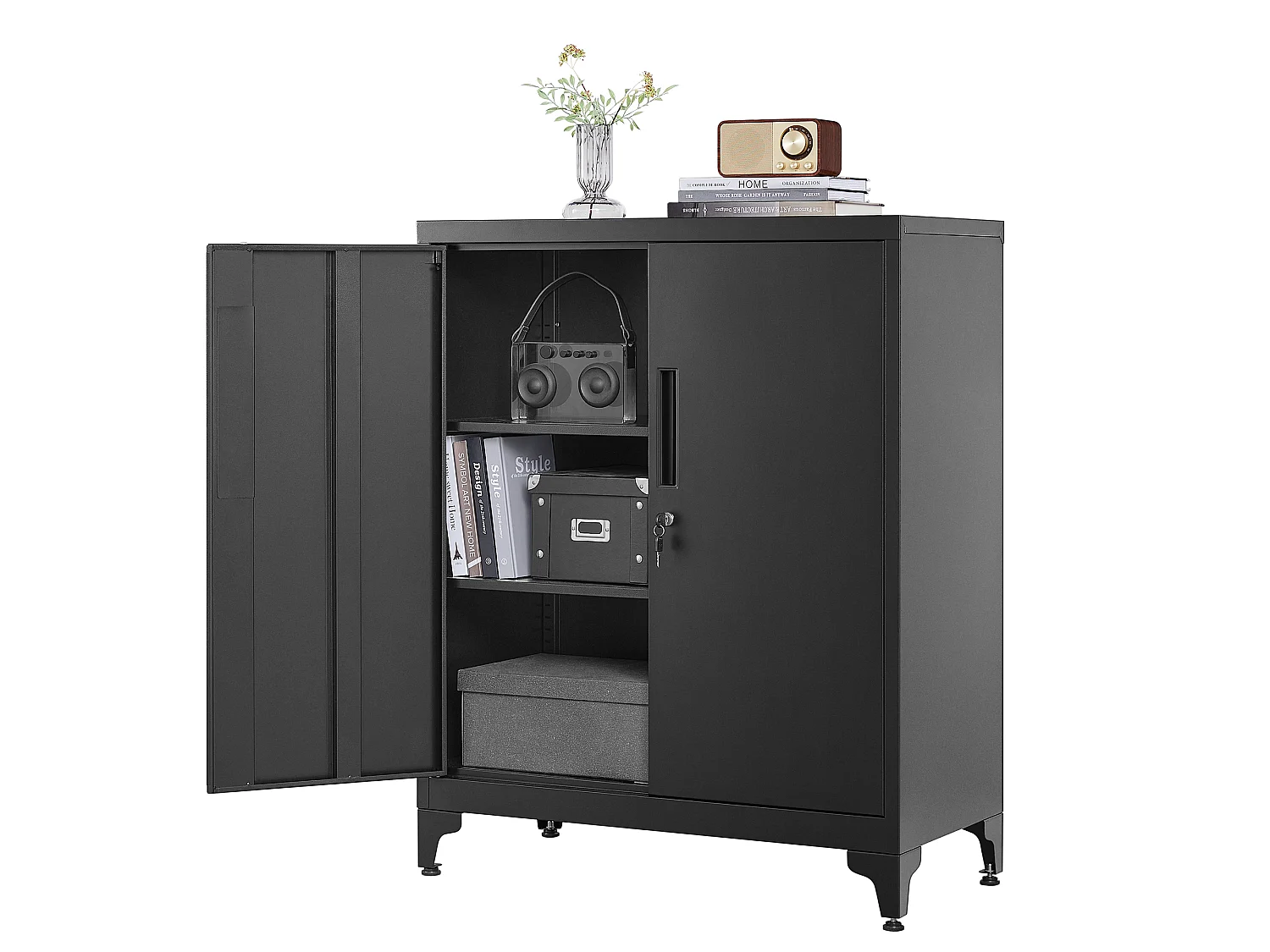 Mobiletto archivio 80x40x90 cm nero