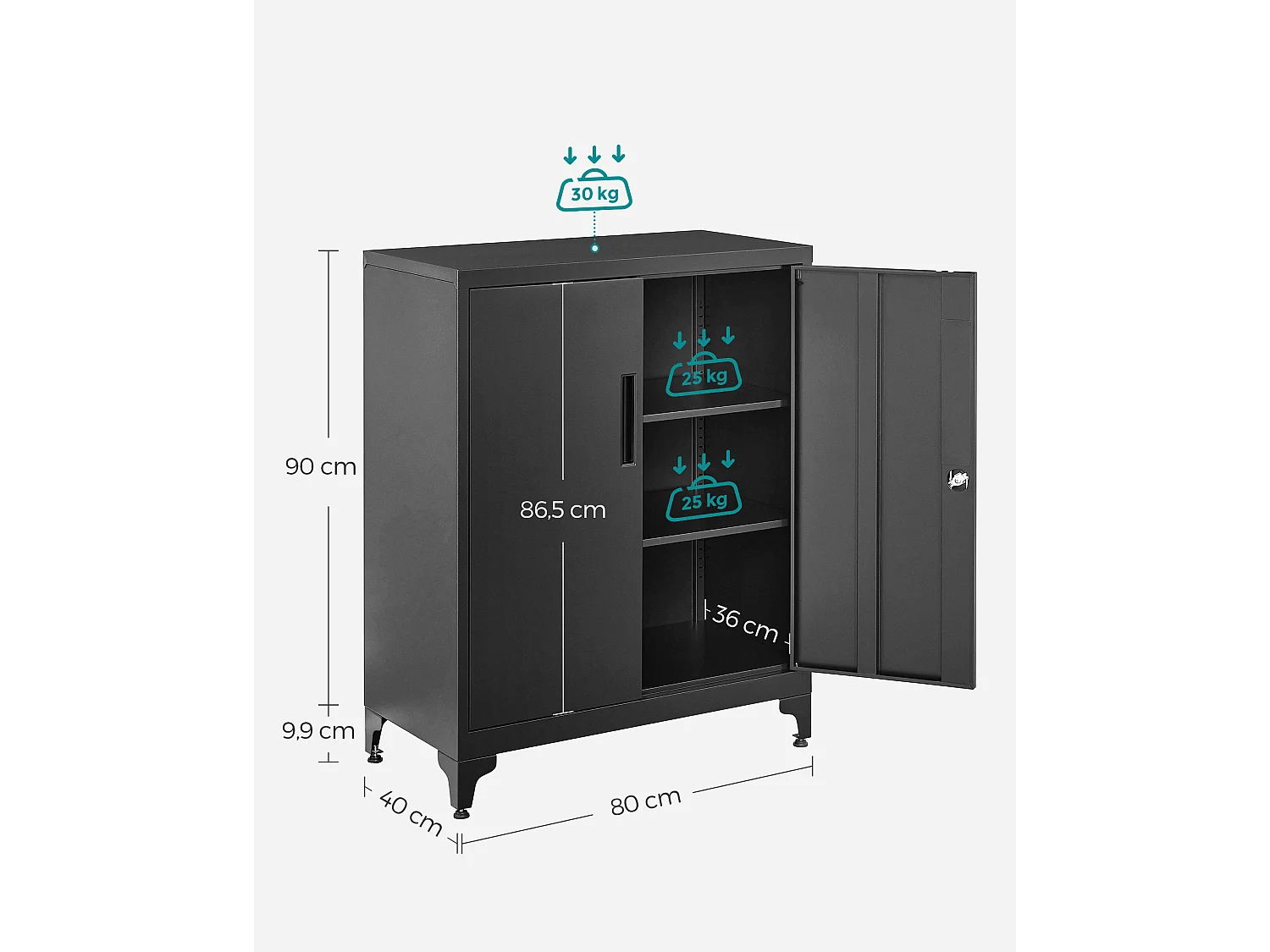 Mobiletto archivio 80x40x90 cm nero