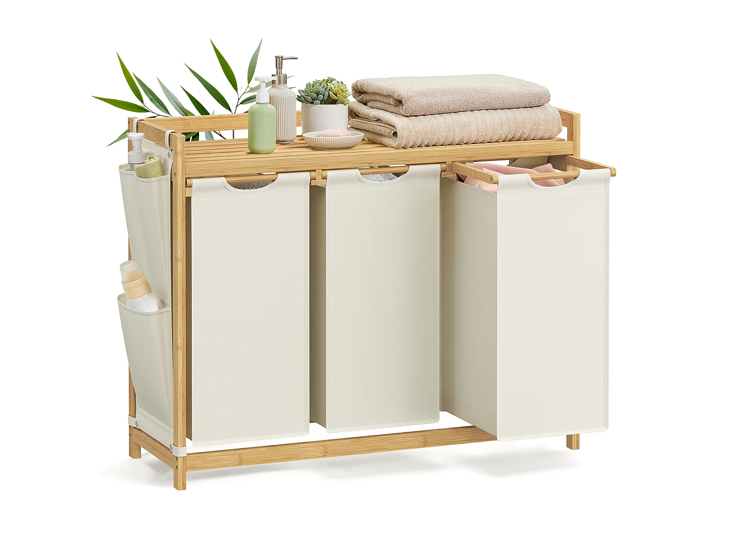 Wasmand 94x33x78 cm Crème wit