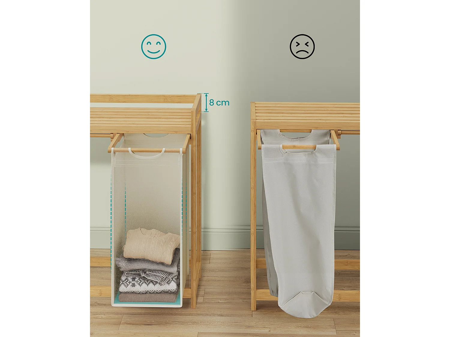 Wasmand 94x33x78 cm Crème wit
