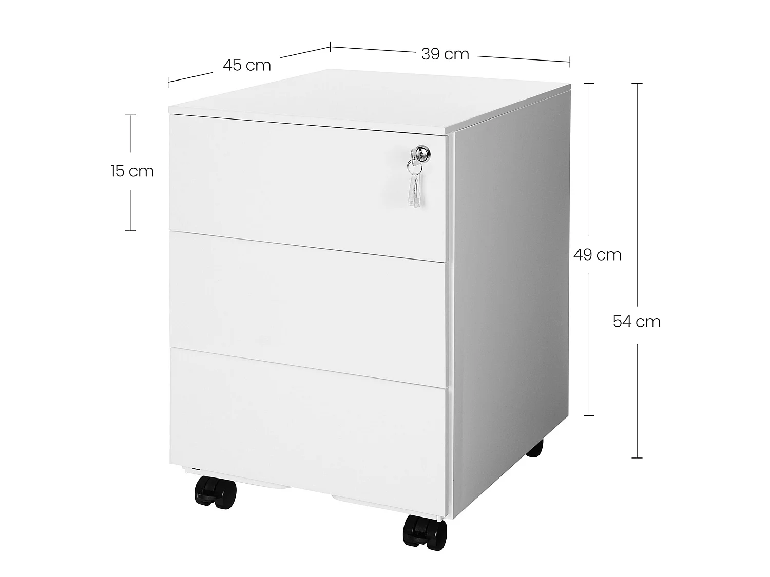 Mobiletto archivio 55x45x39 cm contenitore mobile in acciaio bianco con ruote