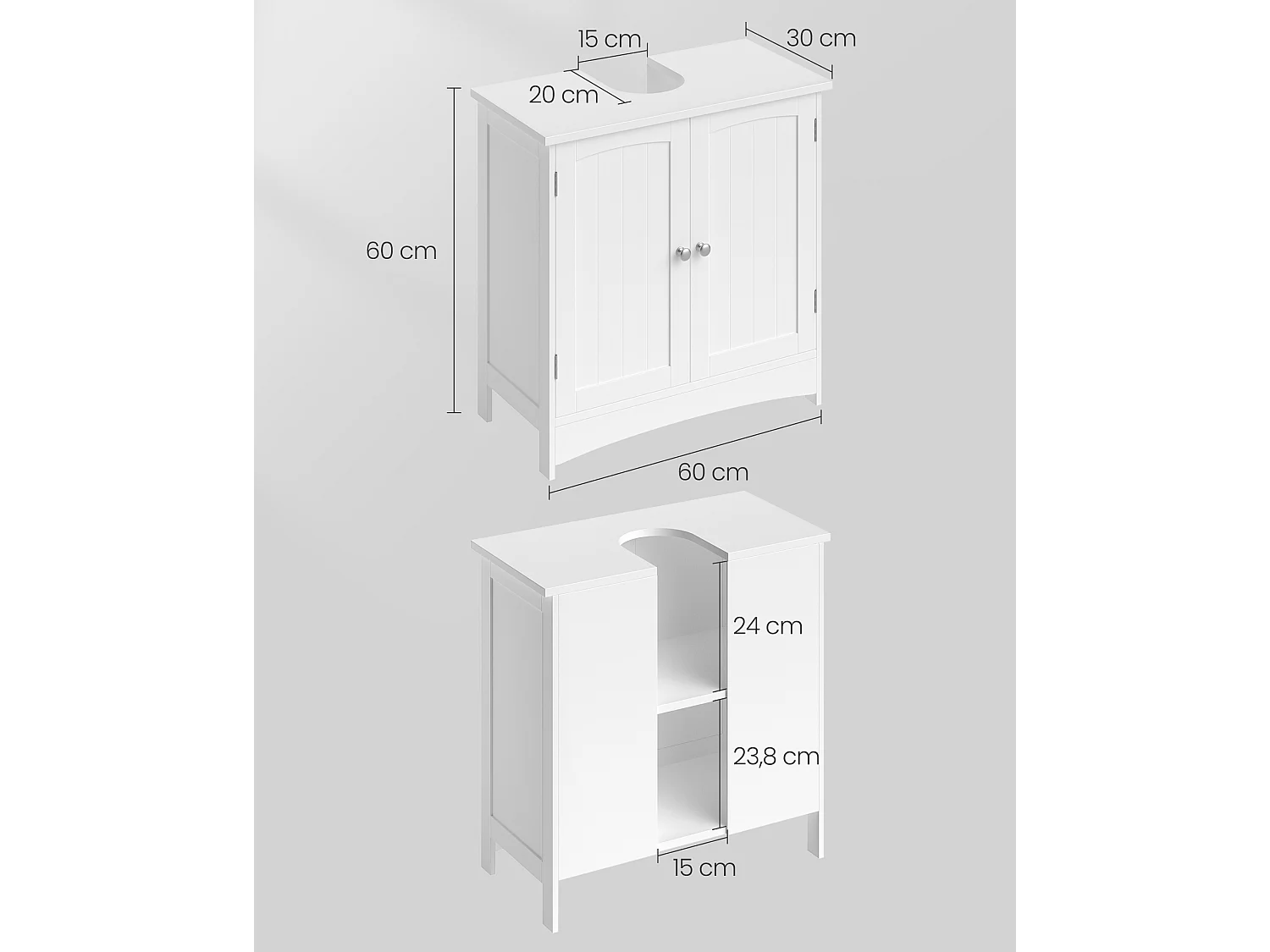 Meuble sous évier 60x30x60 cm blanc