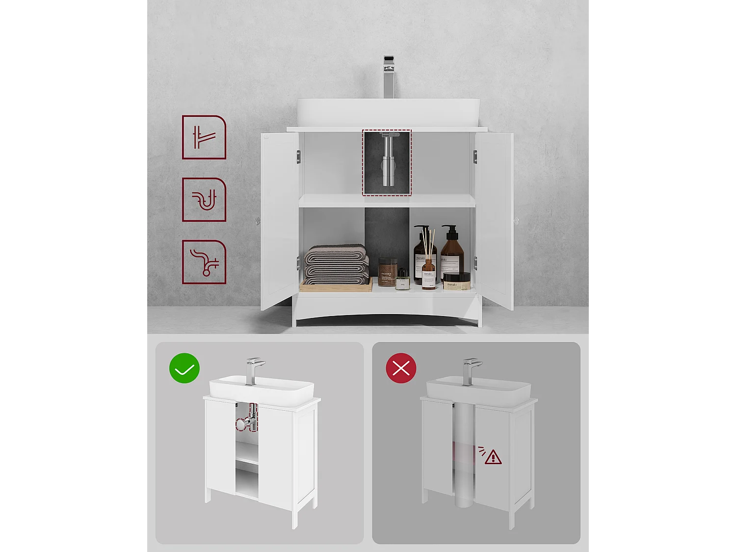 Meuble sous évier 60x30x60 cm blanc