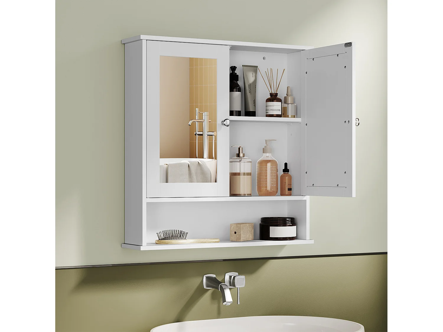 Armoire miroir 56,5x13x58,5 cm blanc
