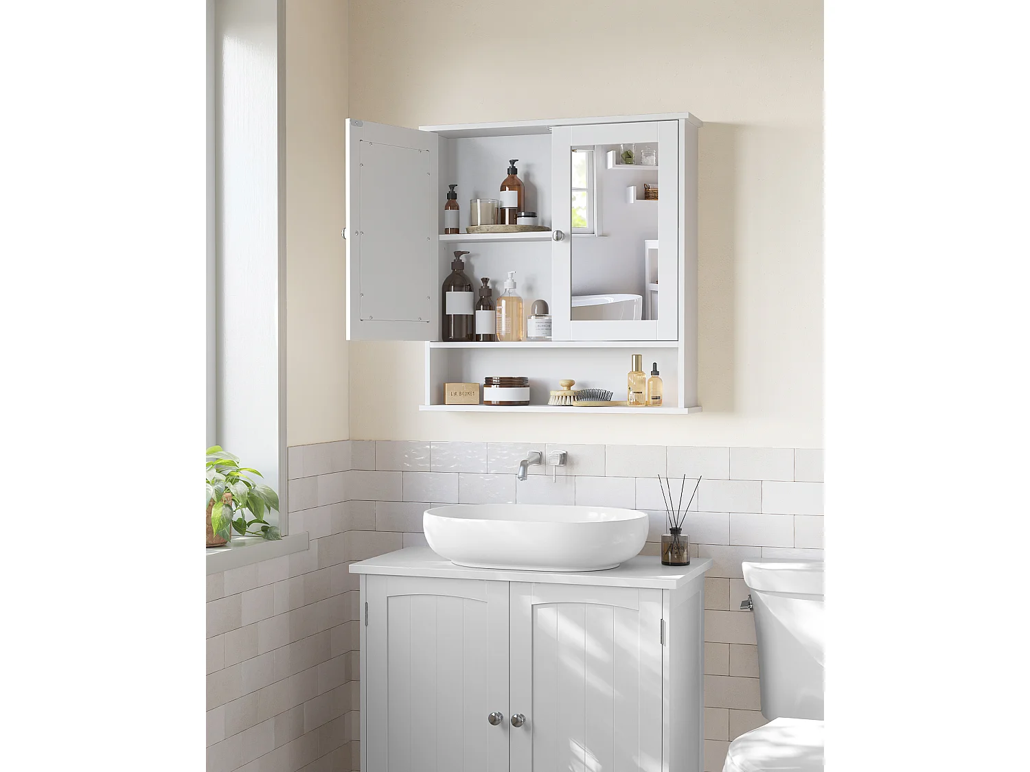 Armoire miroir 56,5x13x58,5 cm blanc