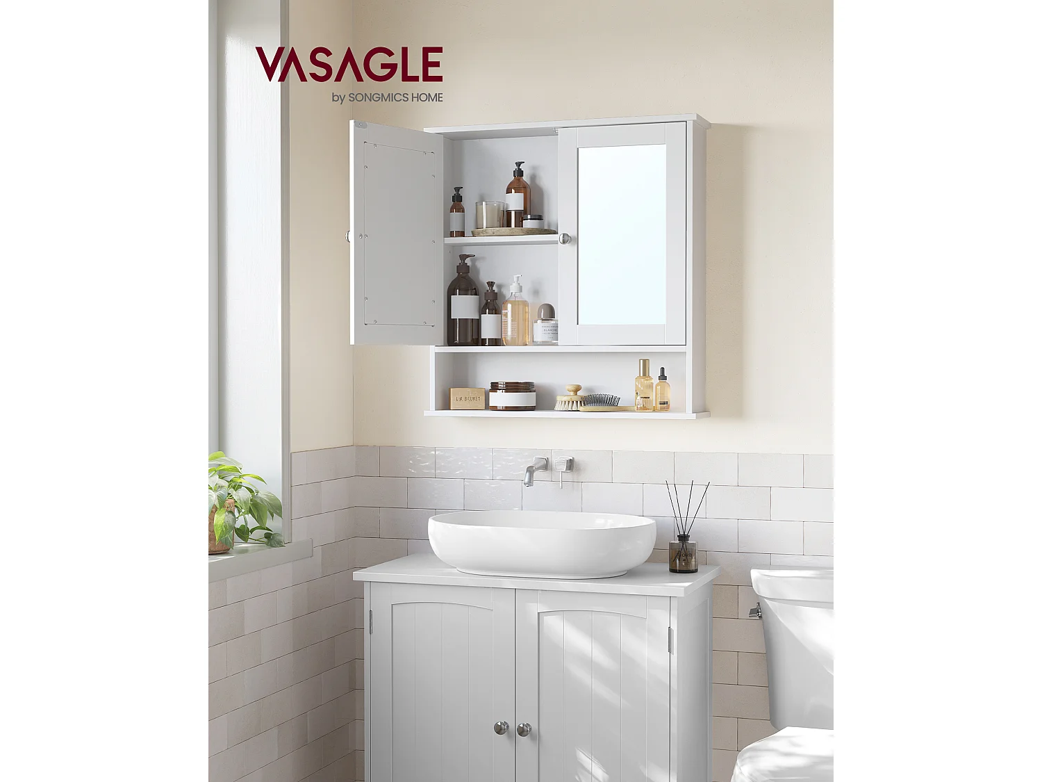 Armoire miroir 56,5x13x58,5 cm blanc