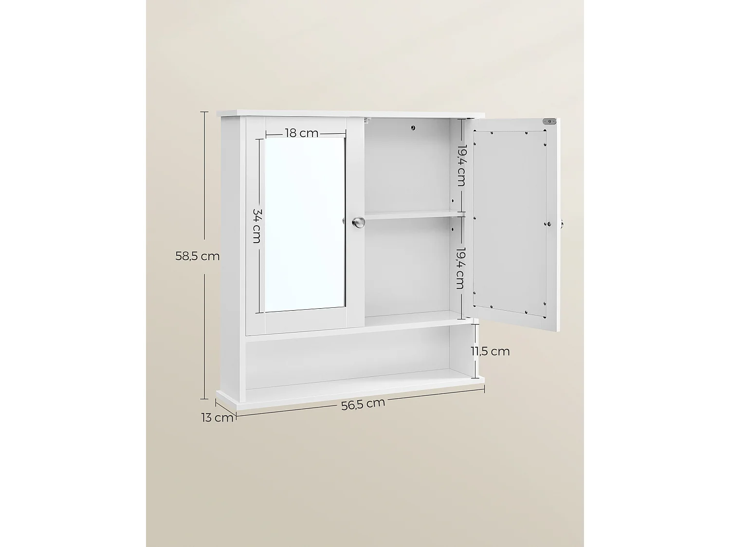Armoire miroir 56,5x13x58,5 cm blanc