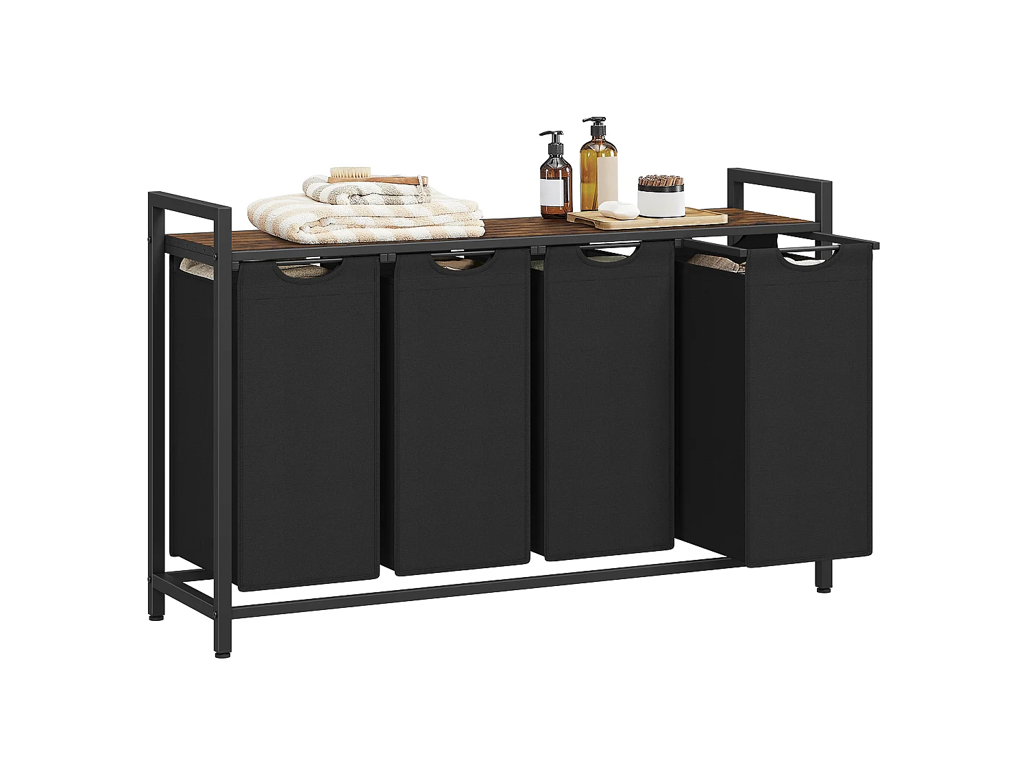 Panier à linge 116x33x72 cm marron rustique et noir