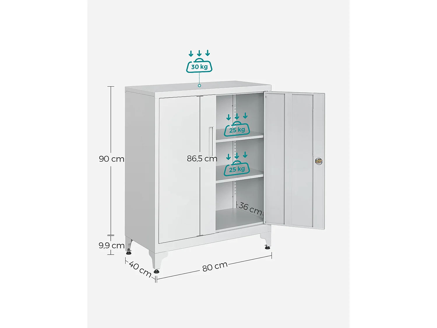 Metalowa szafka magazynowa 80x40x90 cm szara