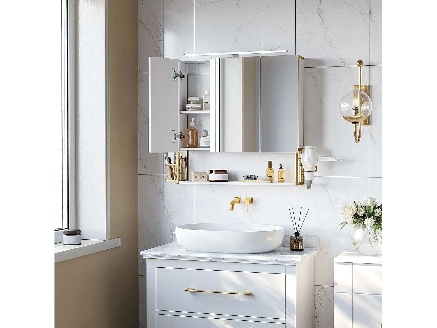 Armoire de salle de bain 70x16x70 cm or