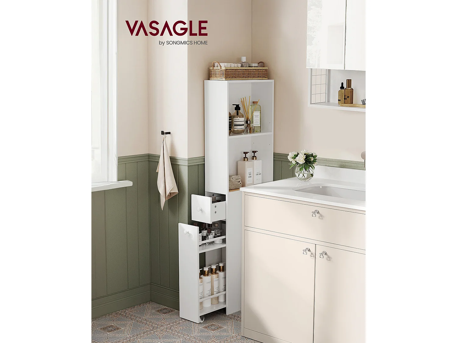 Armoire de salle de bain 134,4x40x18 cm blanc