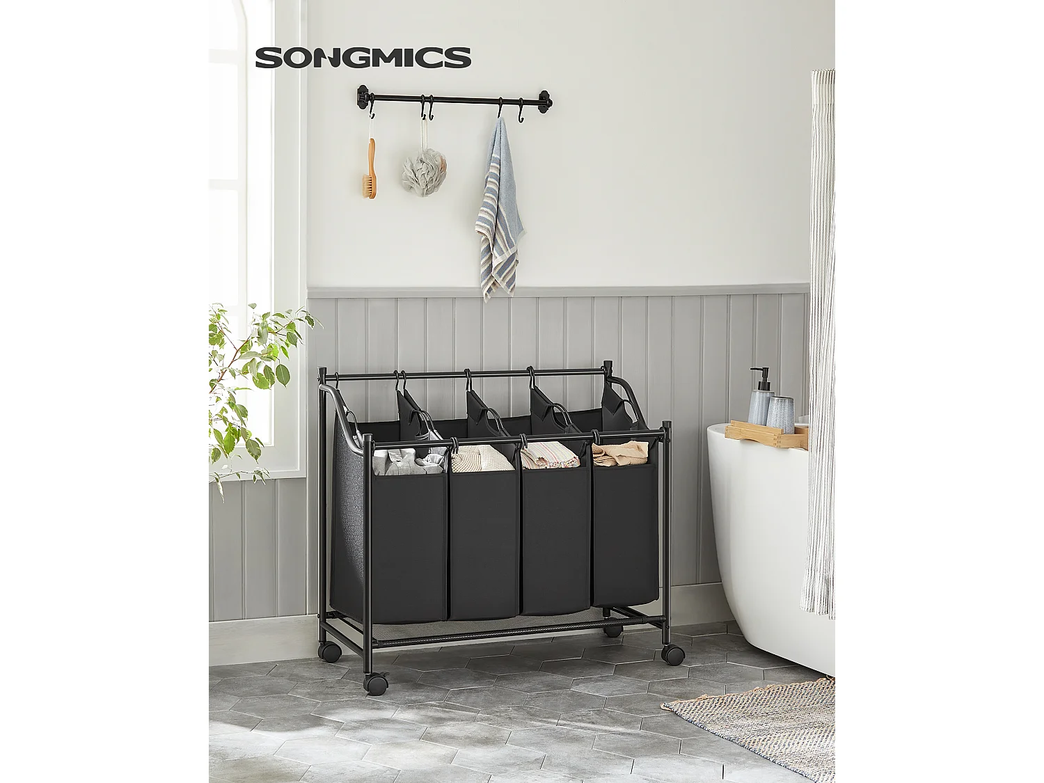 Trieur à linge 87,5x81x38,5 cm noir