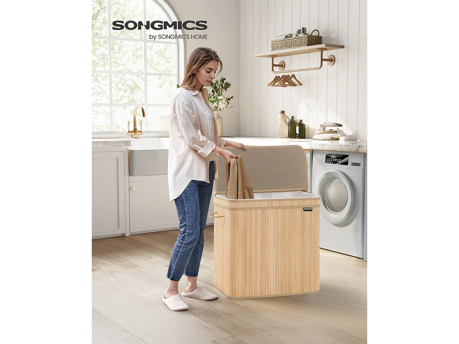 Panier à linge 62,5x41,5x61 cm beige