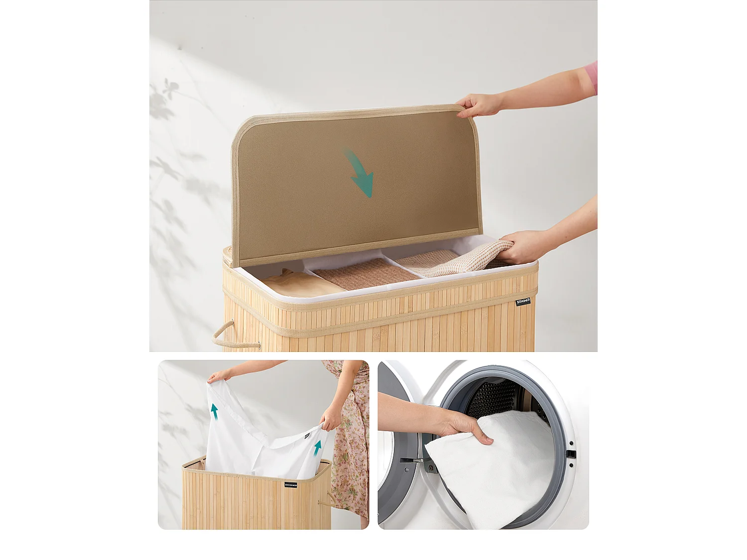 Panier à linge 62,5x41,5x61 cm beige