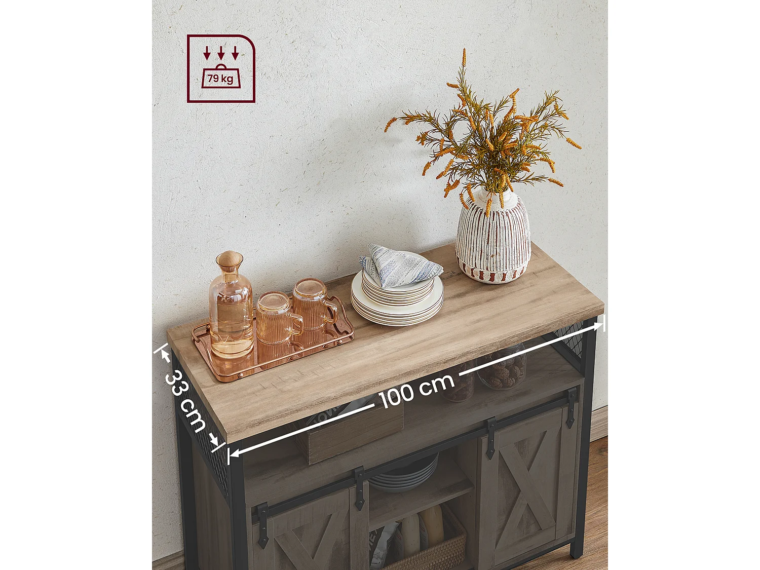 Armoire de rangement 100x33x80 cm noir