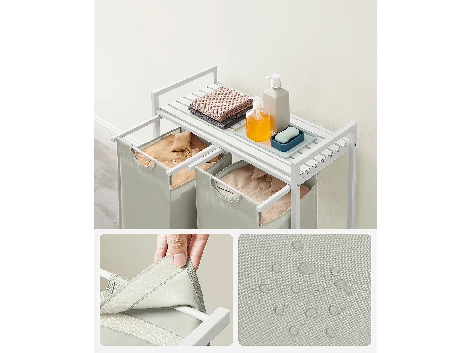 Panier à linge 73x33x72 cm blanc