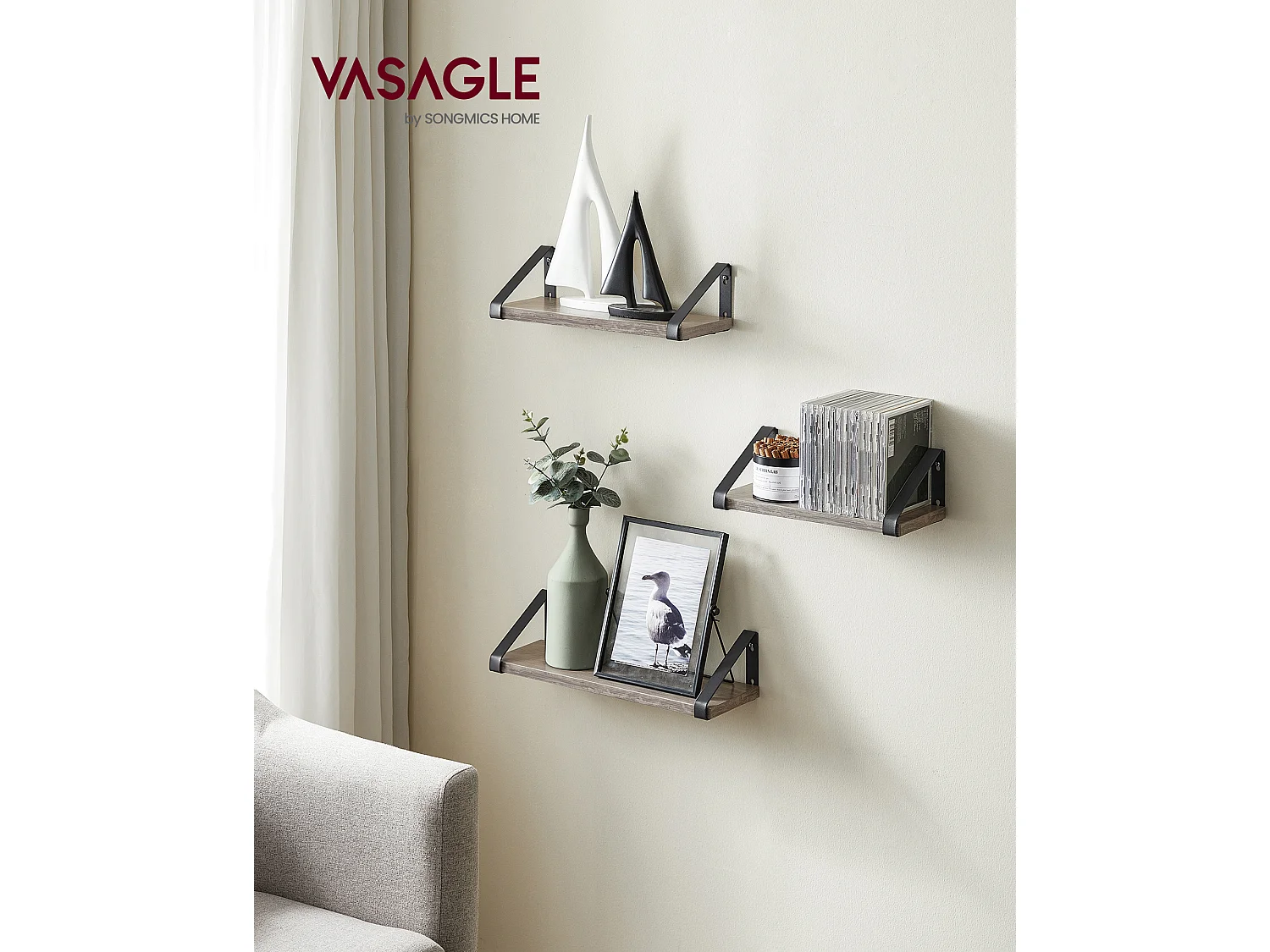 Ensemble d'étagères murales 40x12x10 cm noir ivoire clair