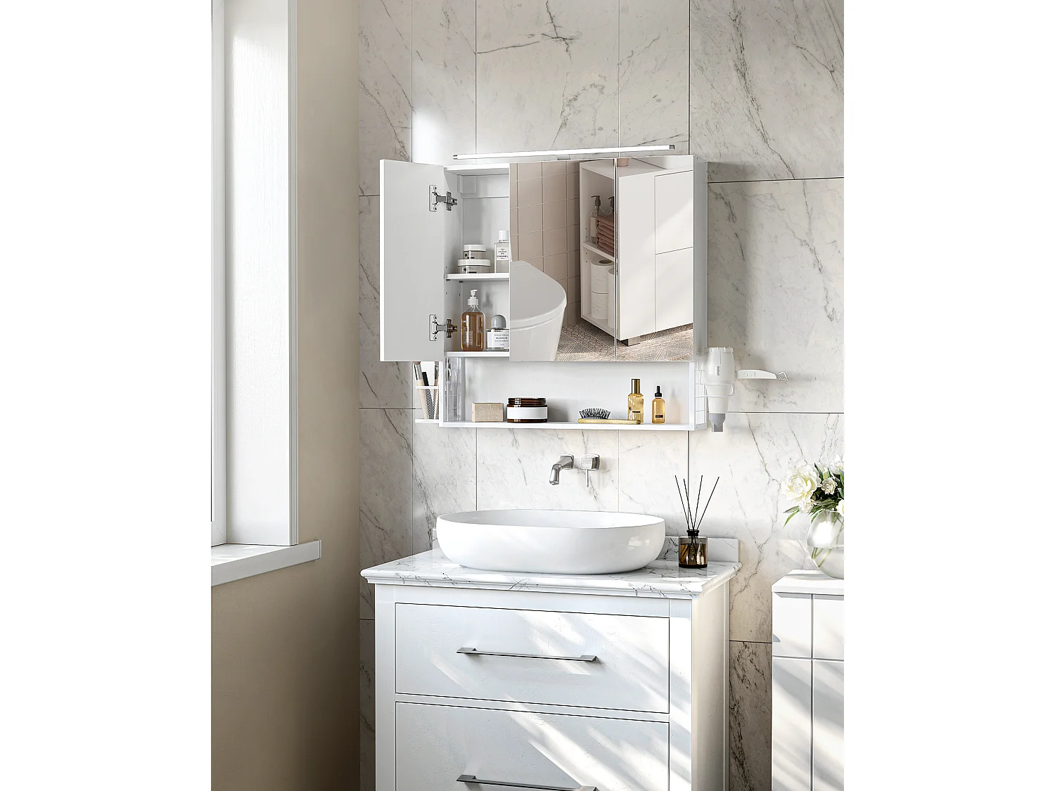 Armoire de salle de bain 70x16x70 cm blanc