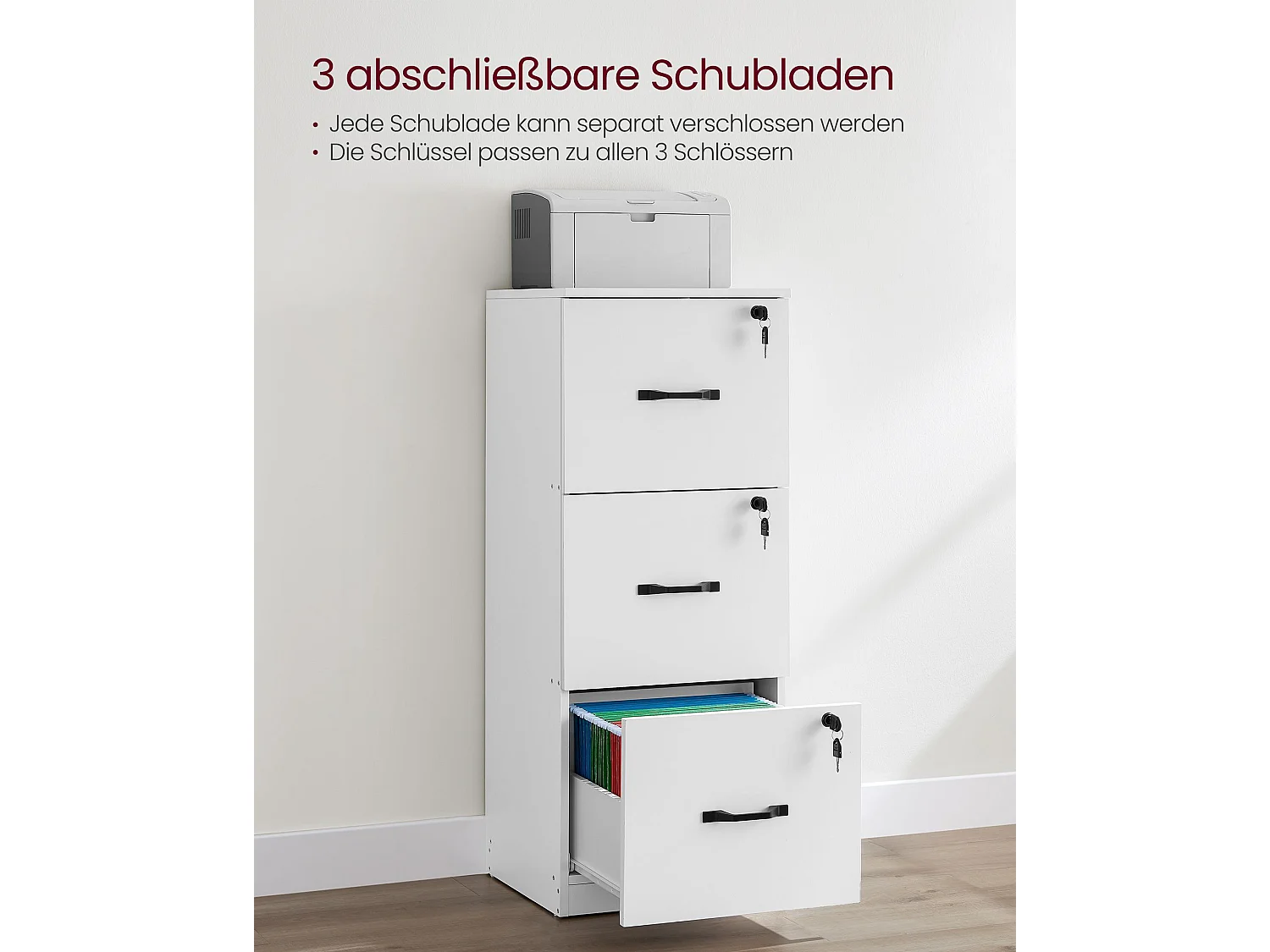 Mobiletto archivio 41x40x103 cm bianco