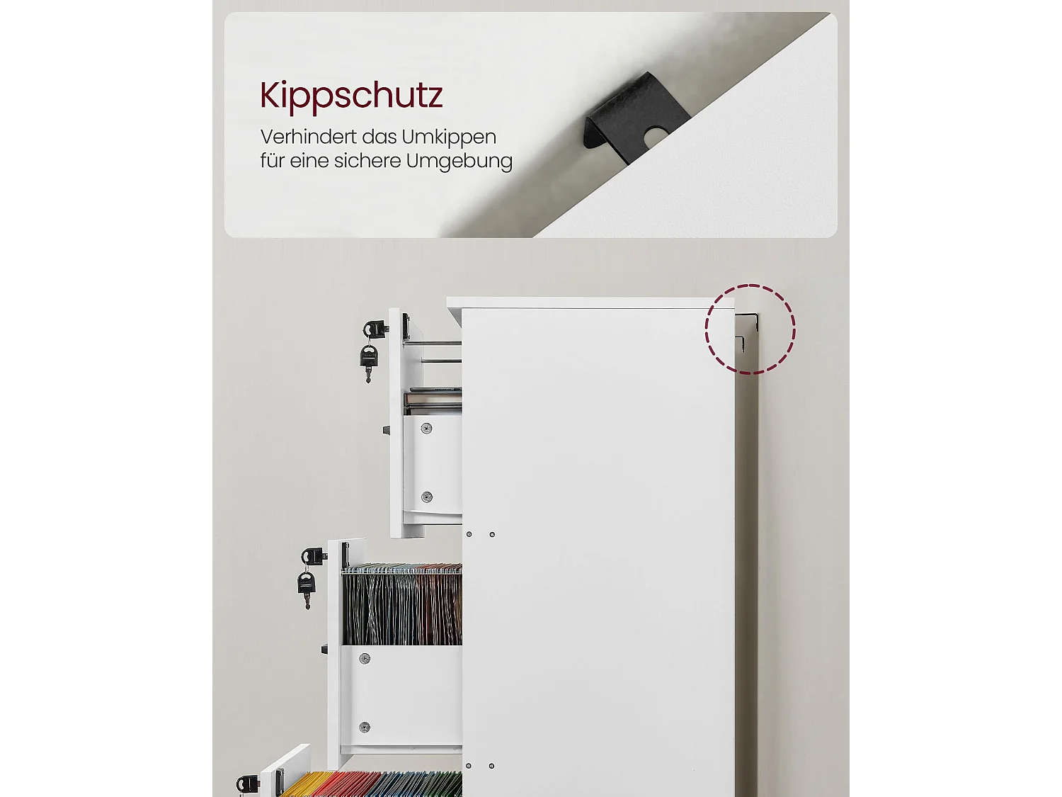 Mobiletto archivio 41x40x103 cm bianco