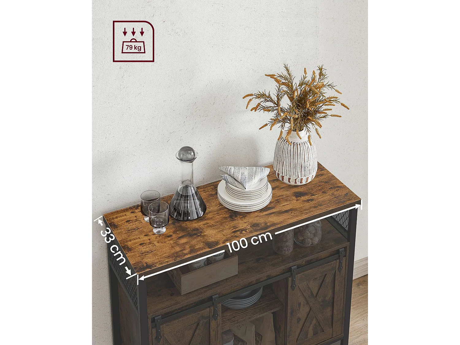 Armoire de rangement 100x33x80 cm noir et cobado antique