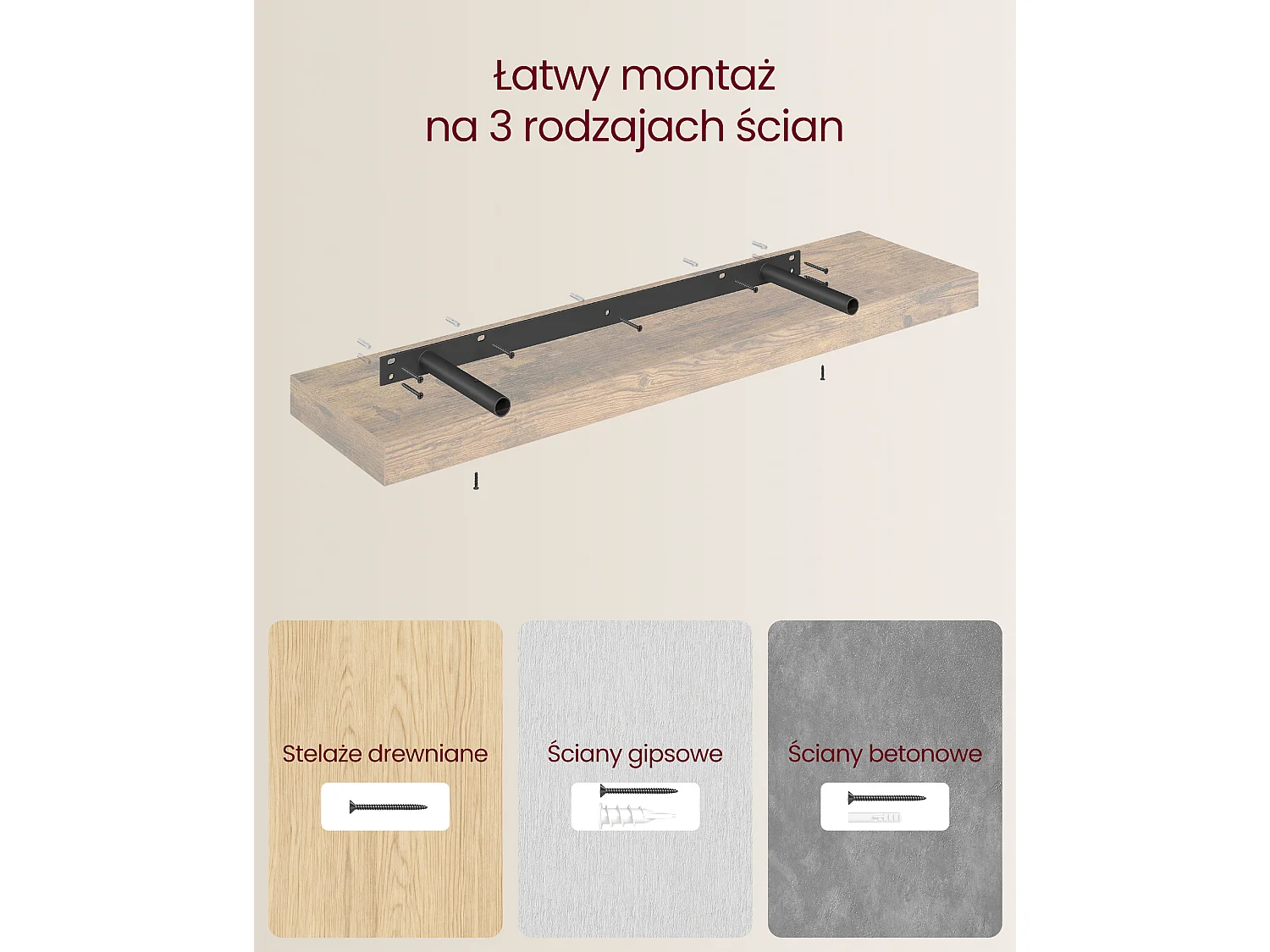 Étagère murale 80x20x3,8 cm Marron
