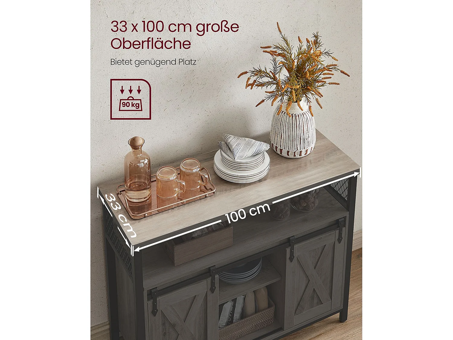 Armoire de rangement 33x100x80 cm greige noir