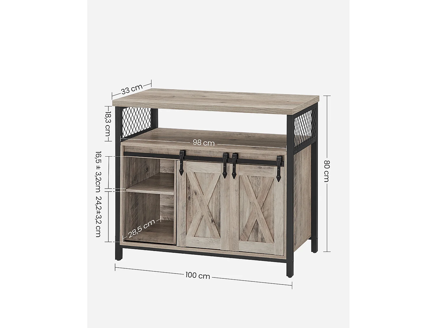 Armoire de rangement 33x100x80 cm greige noir