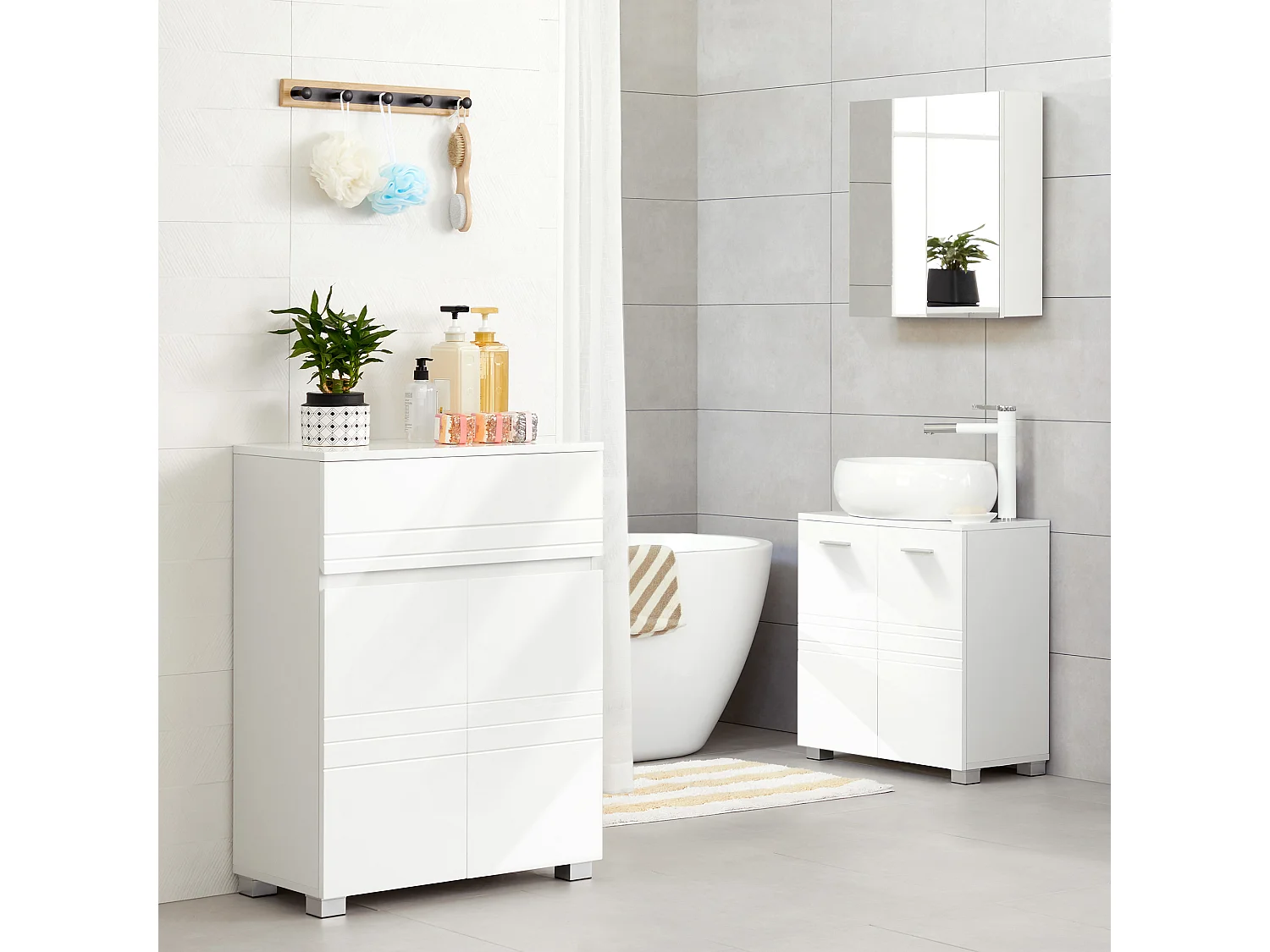 Armoire de salle de bain 60x30x80 cm blanc