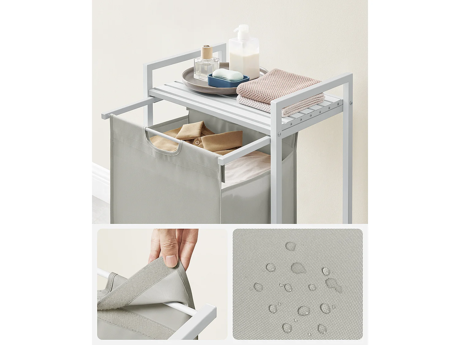 Panier à linge 50x33x72 cm blanc