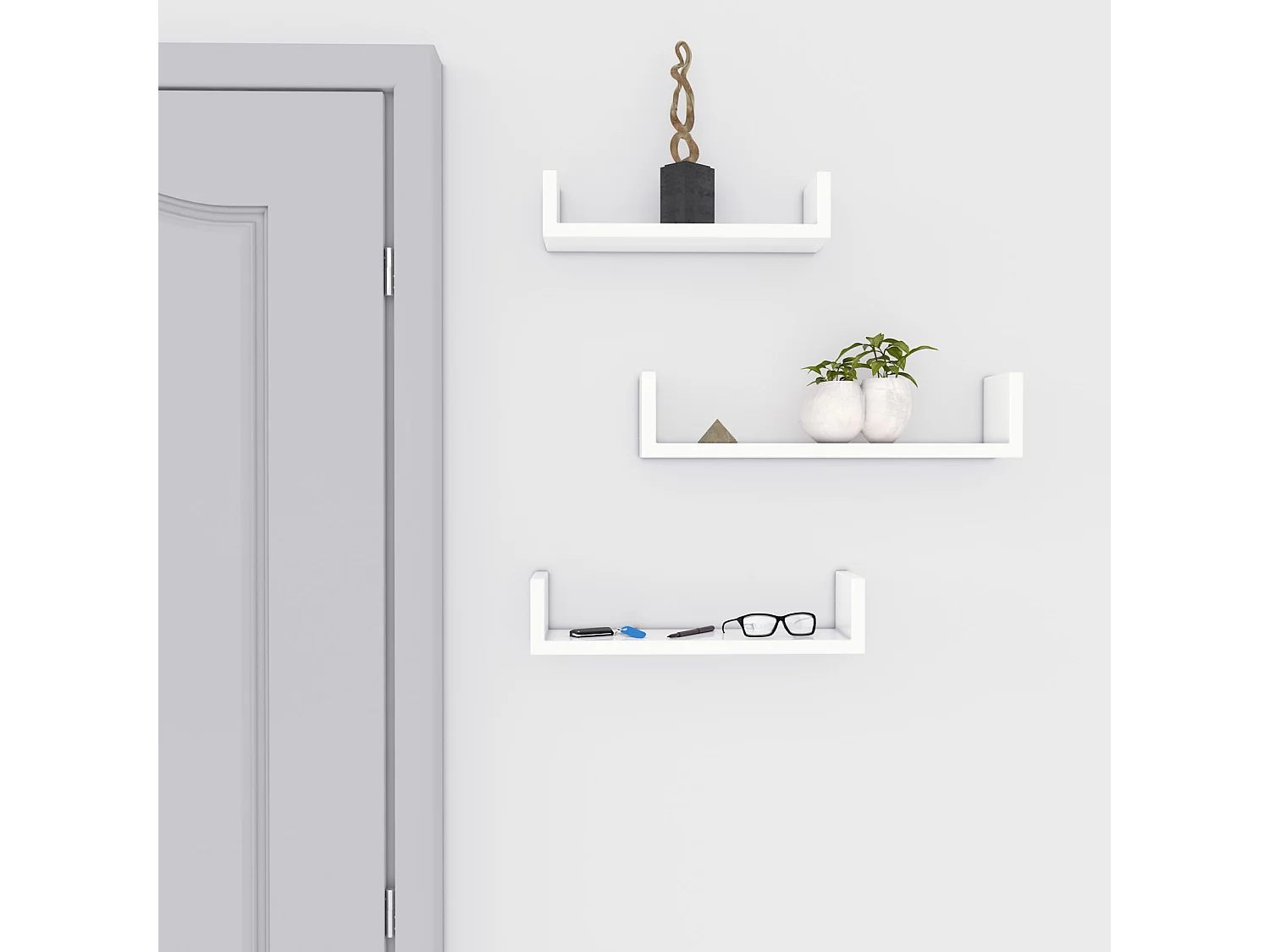 Væg hyldesæt, 40x10x9 cm, Hvid