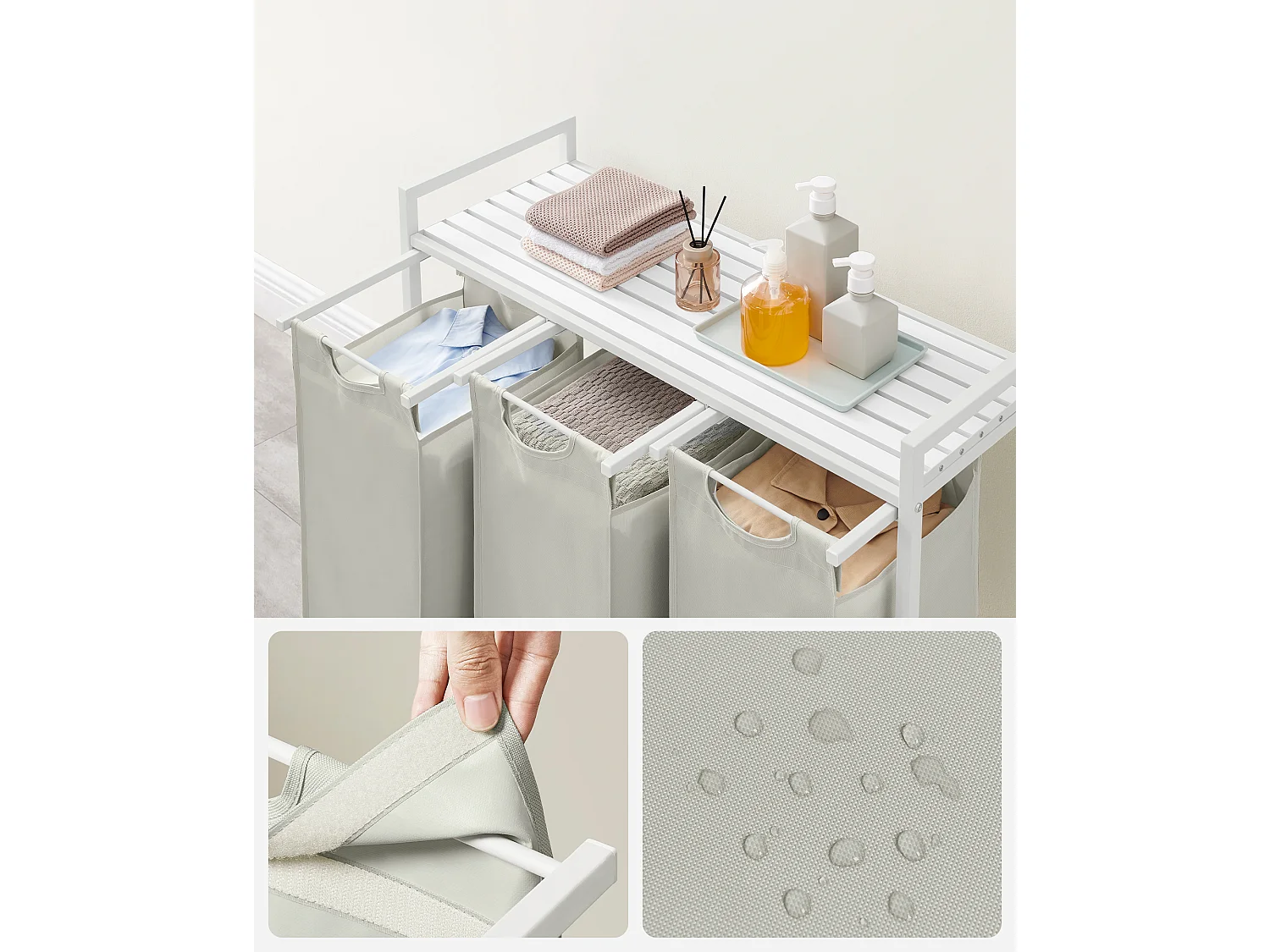 Panier à linge 92,5x33x72 cm blanc