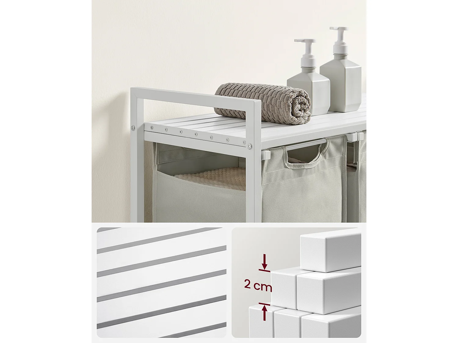 Panier à linge 92,5x33x72 cm blanc