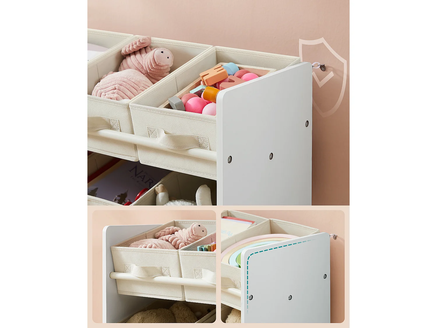 Organizer na zabawki 29,5x62,5x60 cm biały