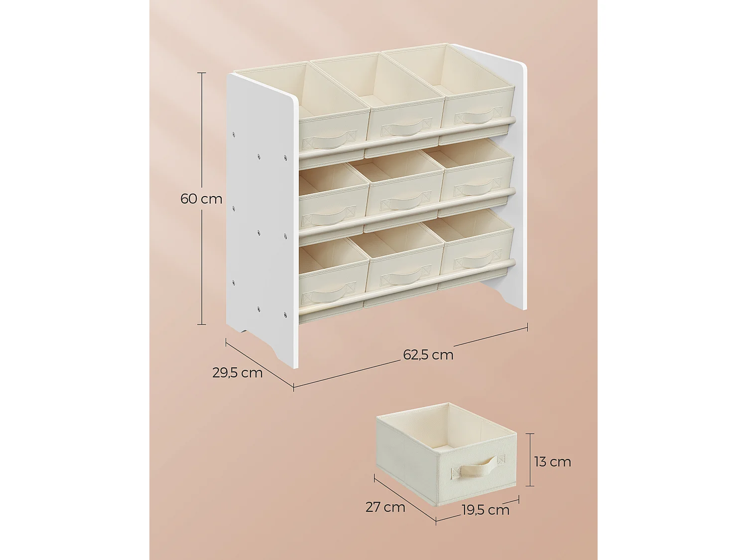Organizer na zabawki 29,5x62,5x60 cm biały