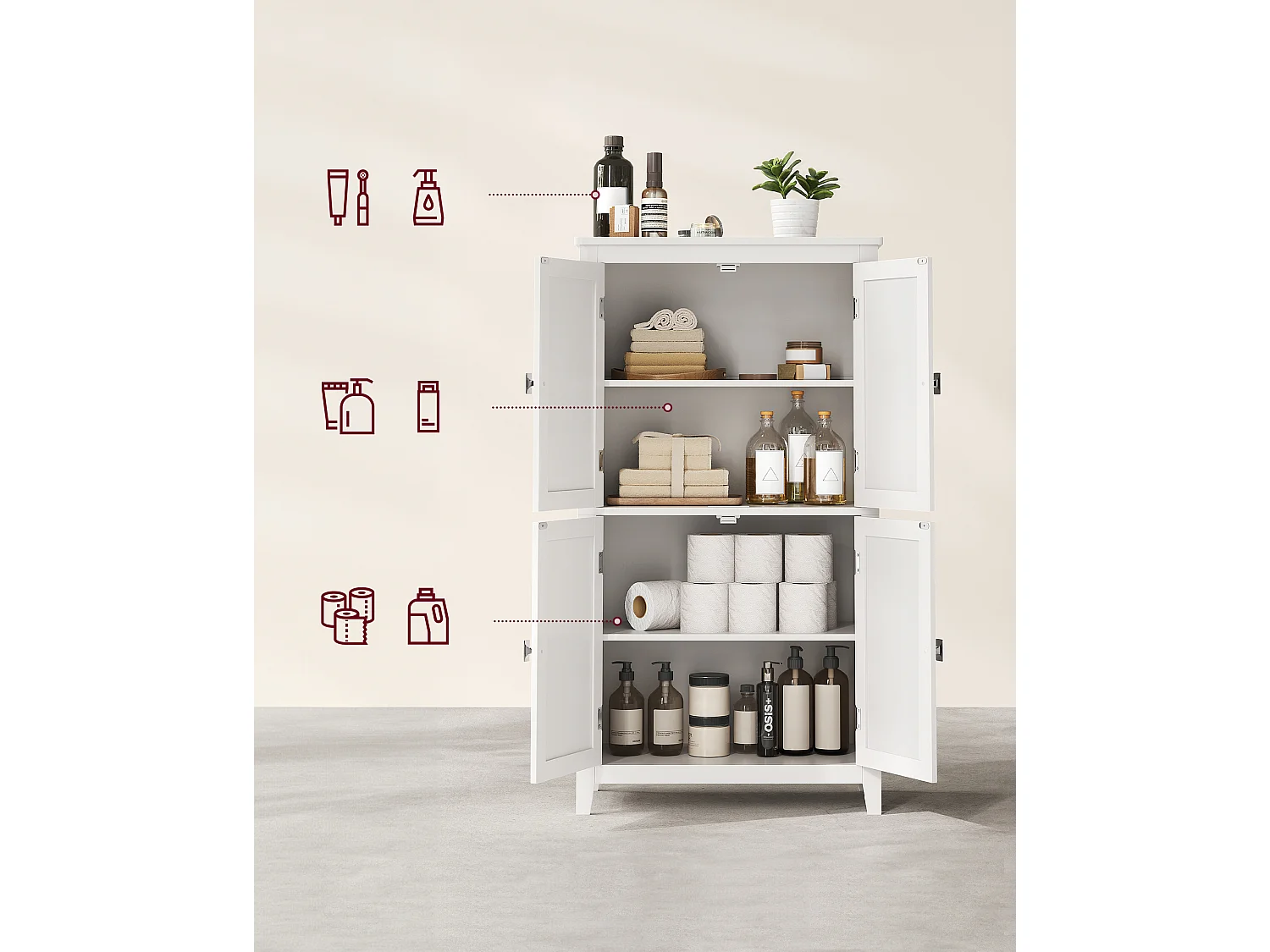 Armoire de salle de bain 60x30x110 cm blanc