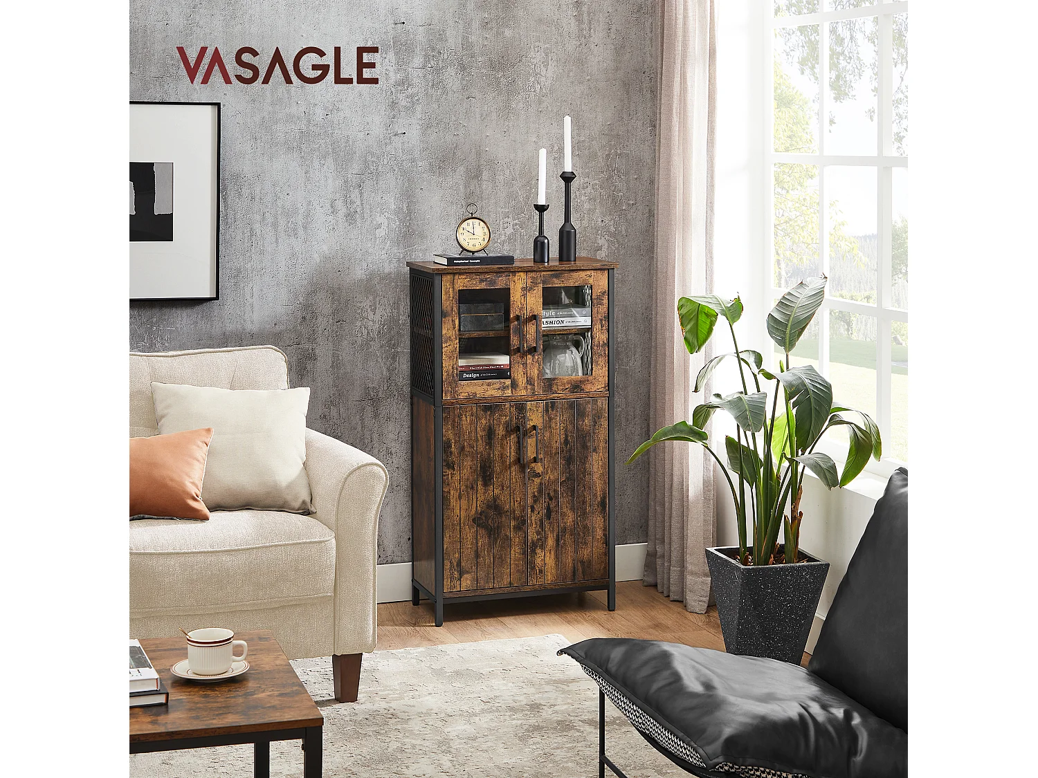 Storage cabinet 60x30x108 cm black rustic brown LSC260B01
