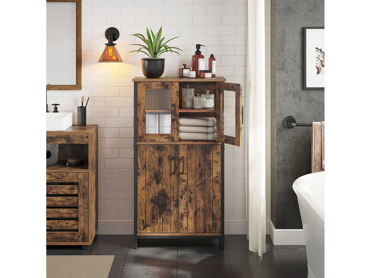 Storage cabinet 60x30x108 cm black rustic brown LSC260B01