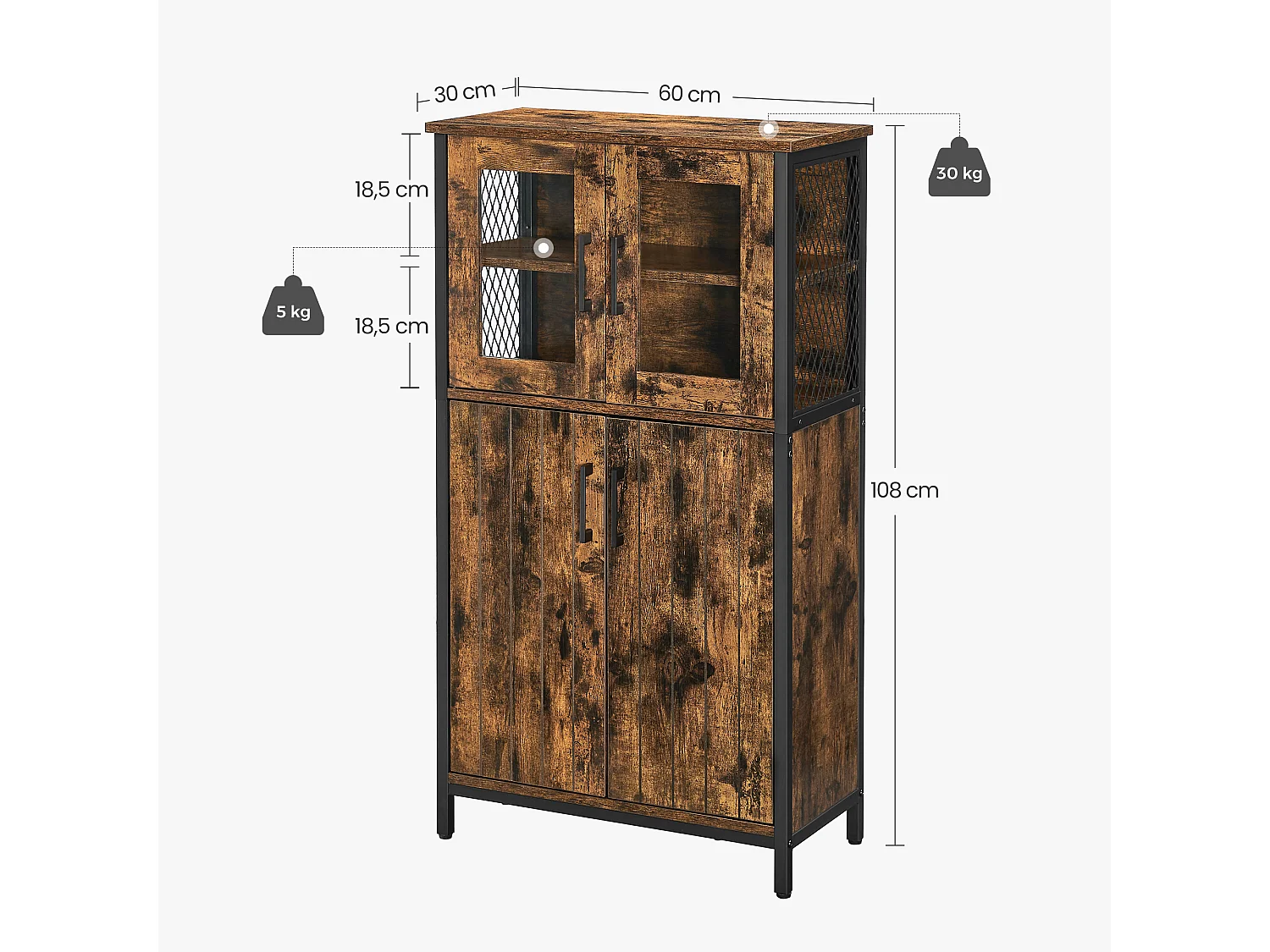 Storage cabinet 60x30x108 cm black rustic brown LSC260B01