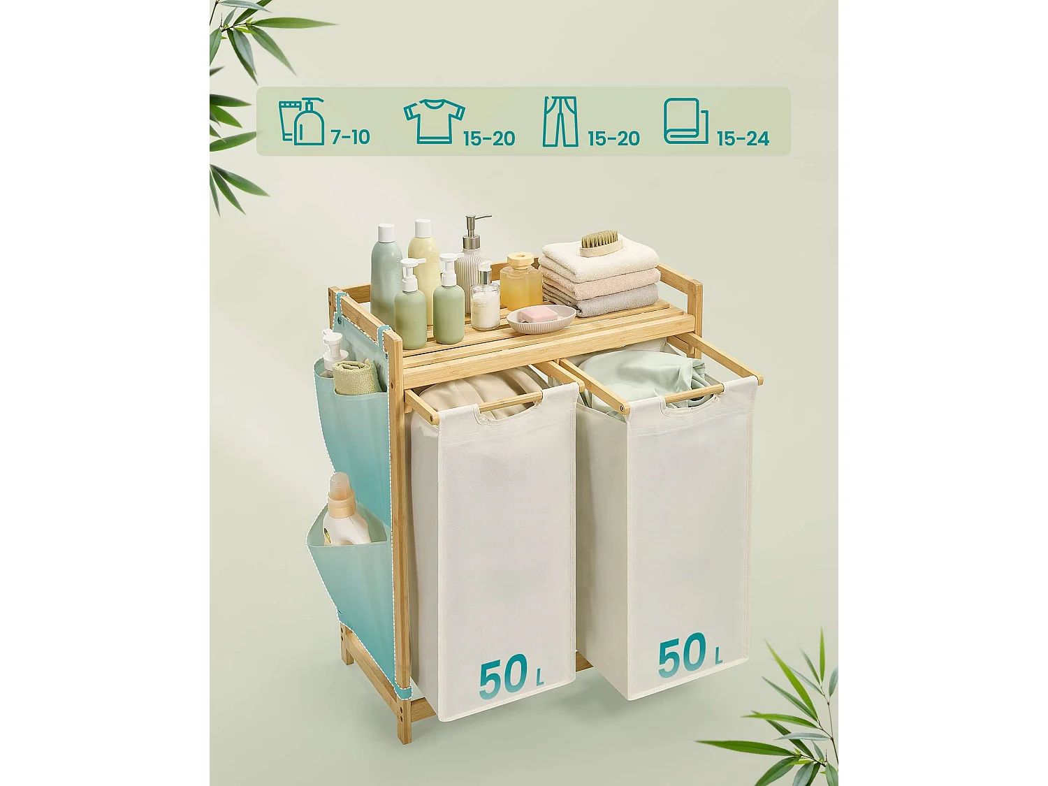 Wasmand 63x33x78 cm Crème Wit