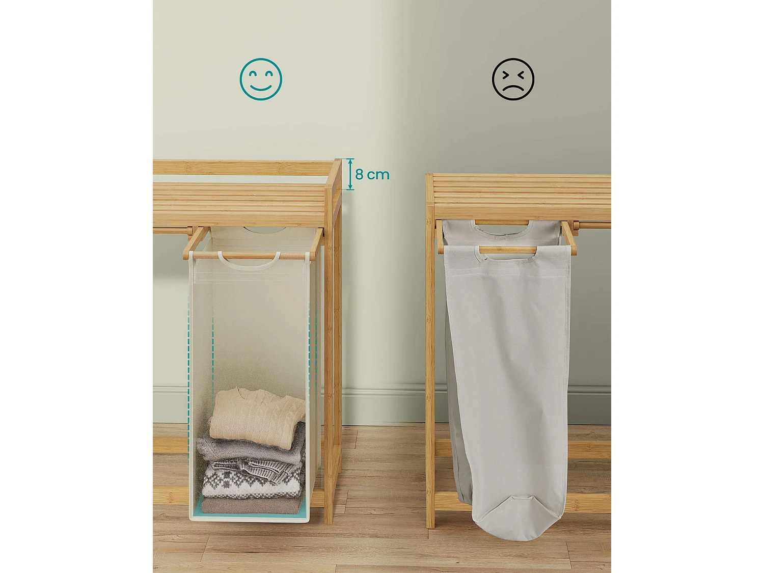 Wasmand 63x33x78 cm Crème Wit