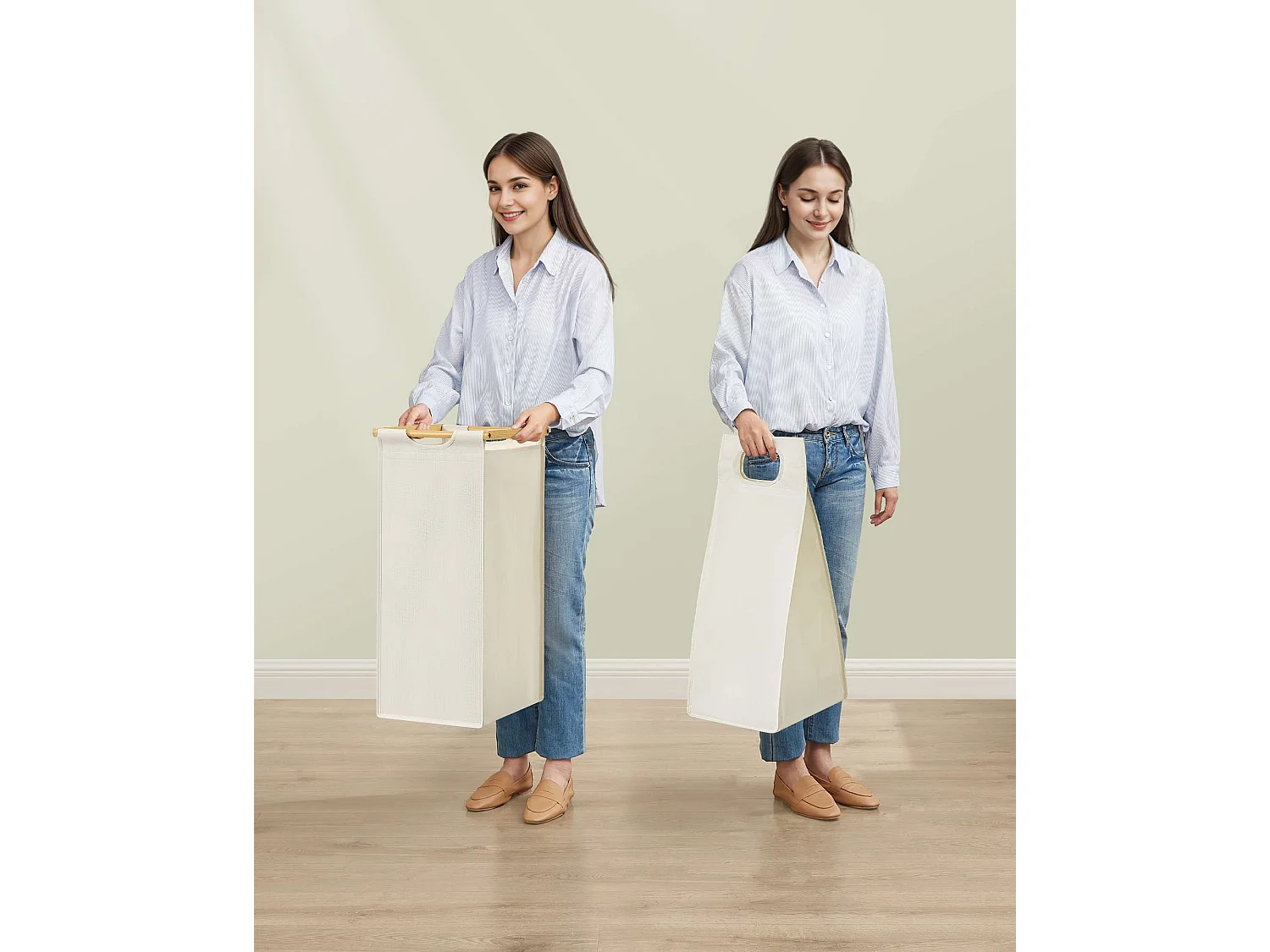 Wasmand 63x33x78 cm Crème Wit