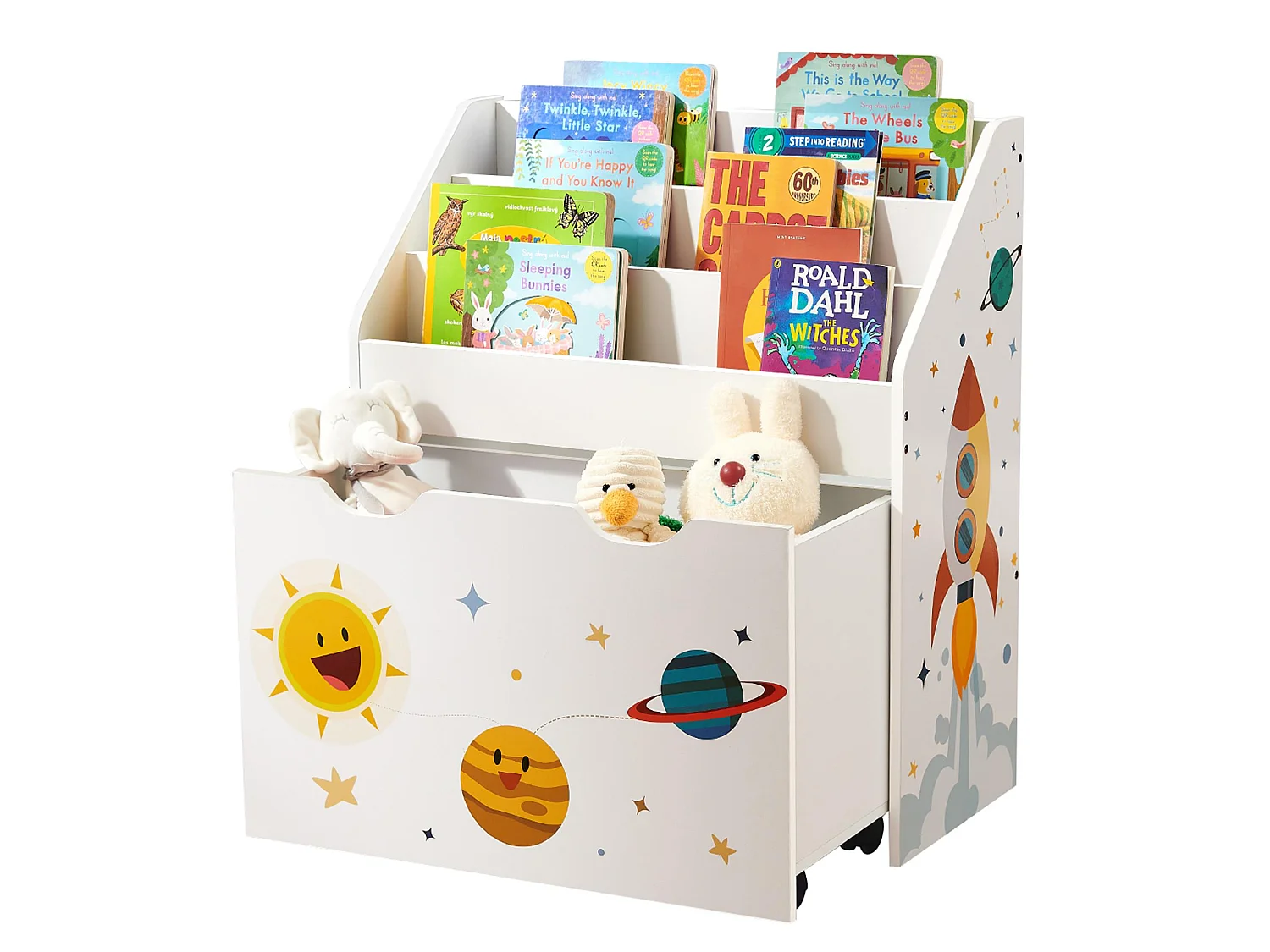 Speelgoedorganizer 62,5x29,5x70 cm wit geel