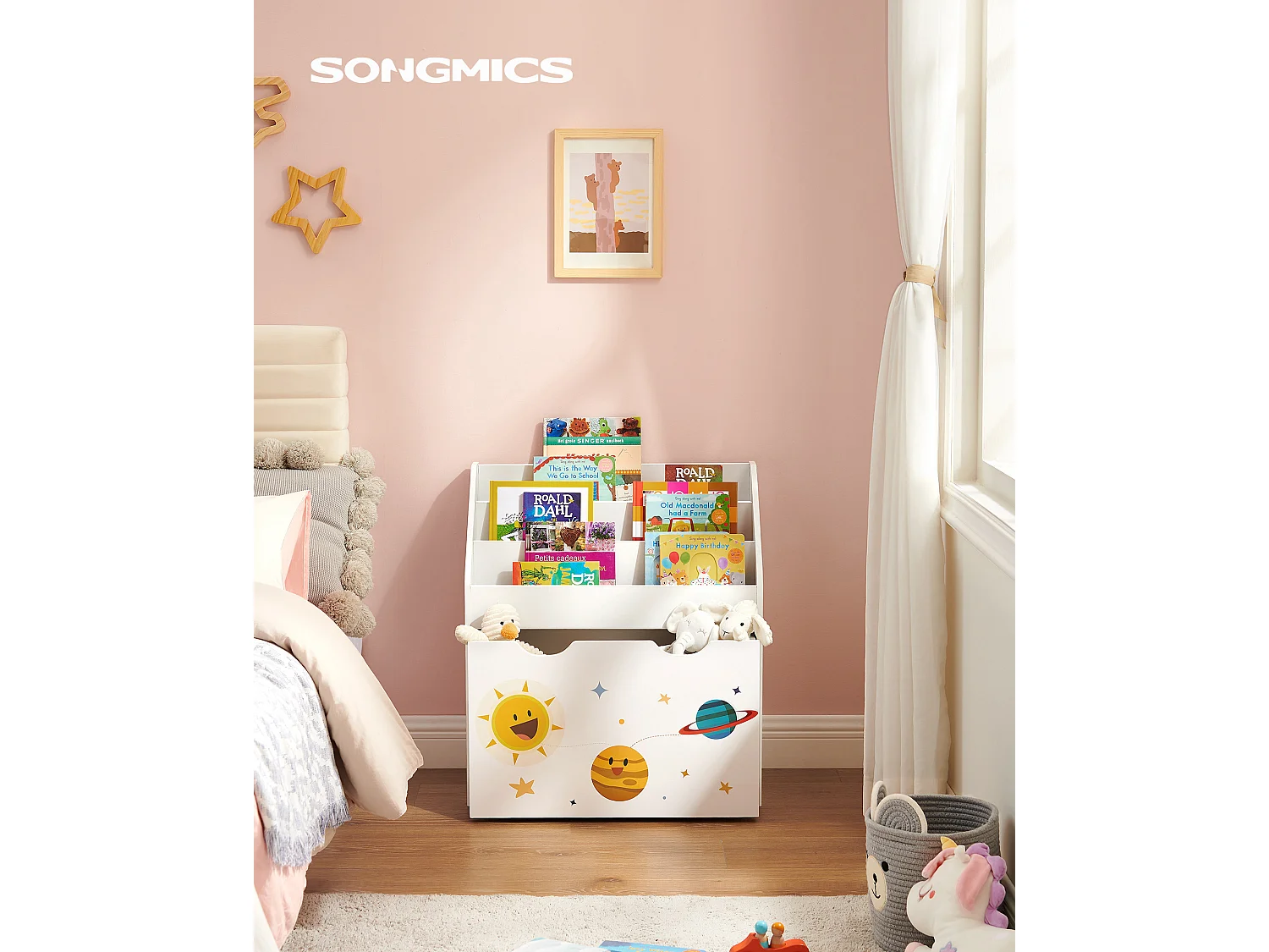 Speelgoedorganizer 62,5x29,5x70 cm wit geel