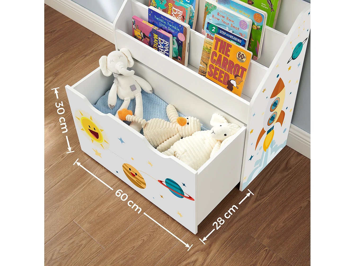 Speelgoedorganizer 62,5x29,5x70 cm wit geel