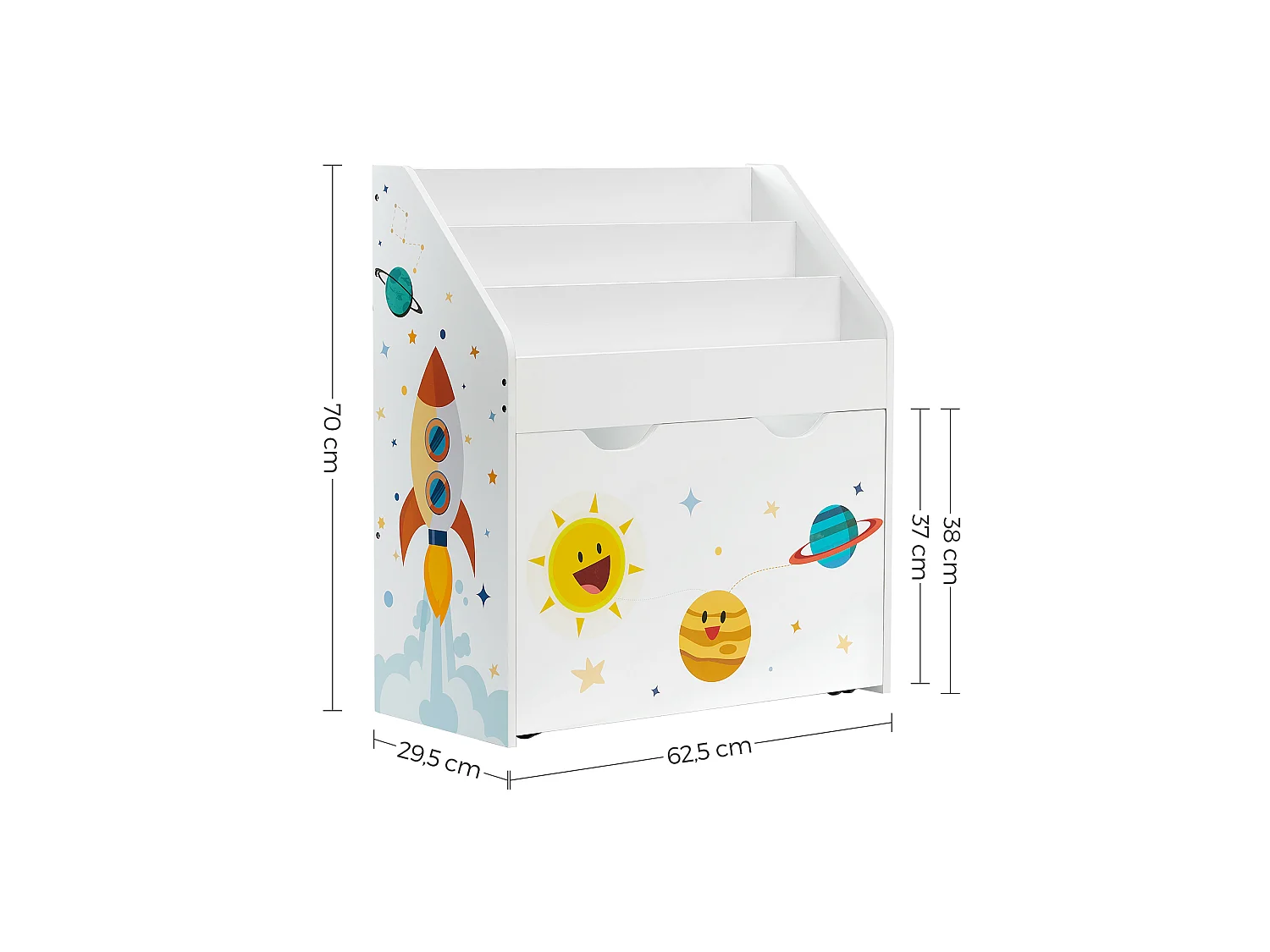 Speelgoedorganizer 62,5x29,5x70 cm wit geel