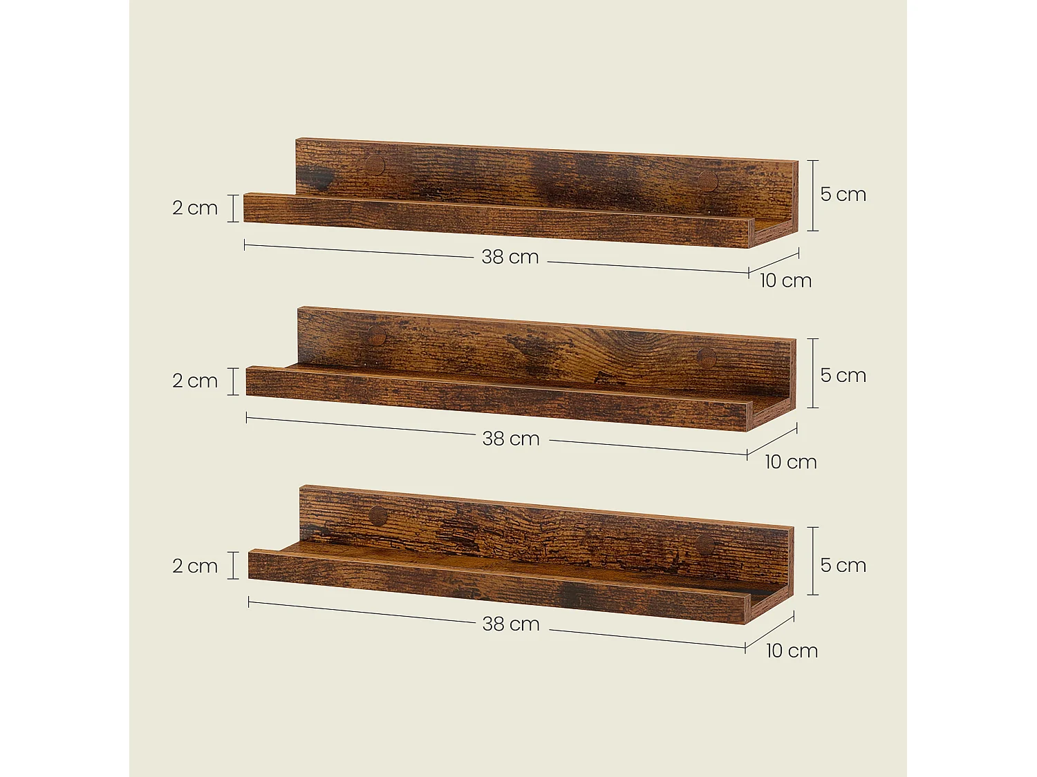 Étagère murale 38x10x5 cm Marron