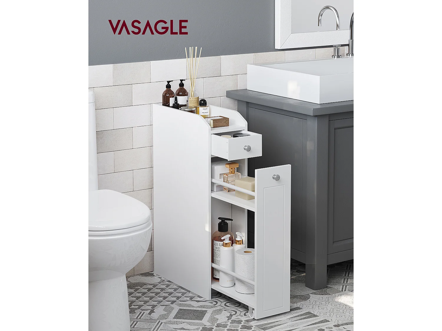Armoire de salle de bain 18x40x70 cm blanc