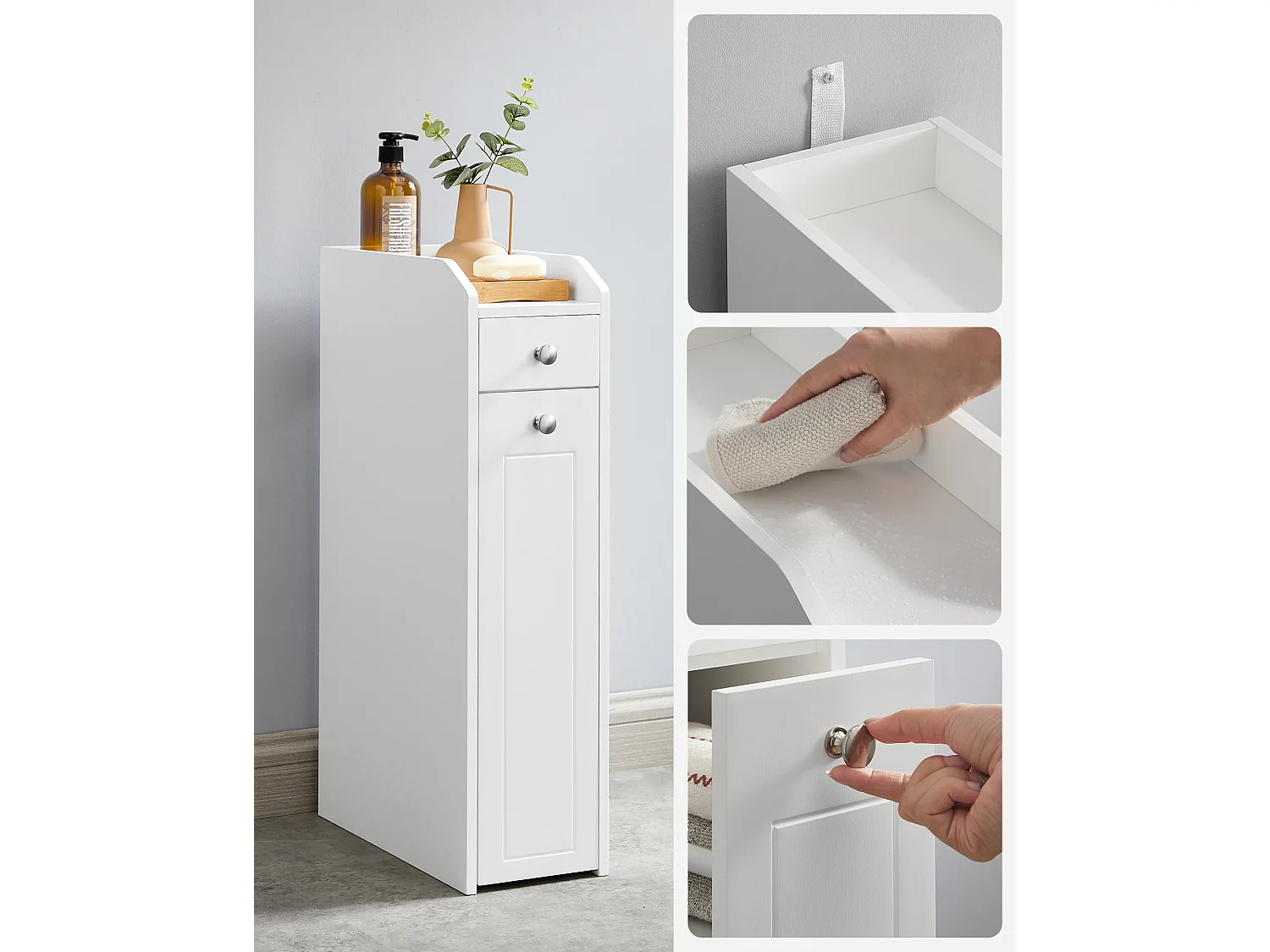 Armoire de salle de bain 18x40x70 cm blanc