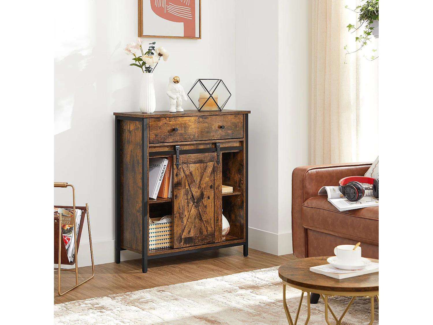 Storage cabinet 70x30x80 cm black rustic brown